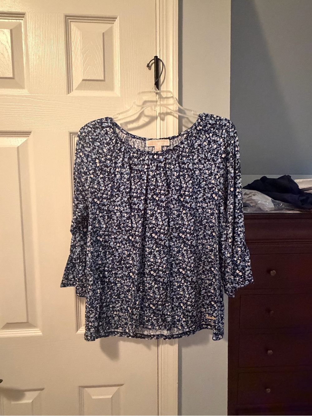Michael Kors Navy and White Floral Blouse